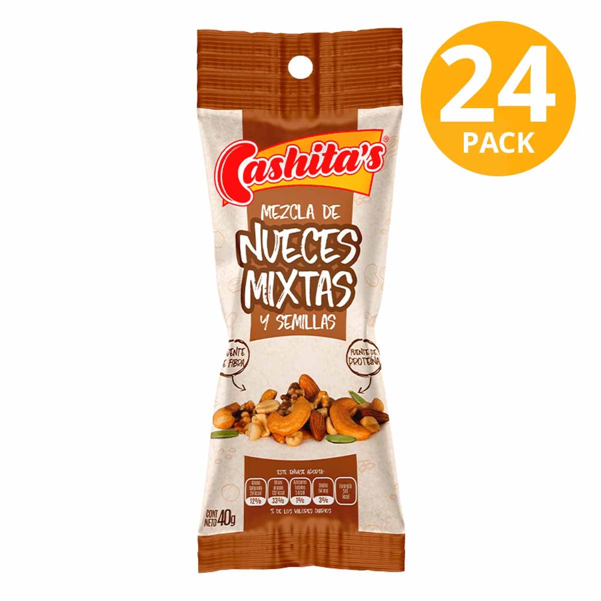 CASHITAS MEZCLA DE NUECES MIXTAS Y SEMILLAS 40G