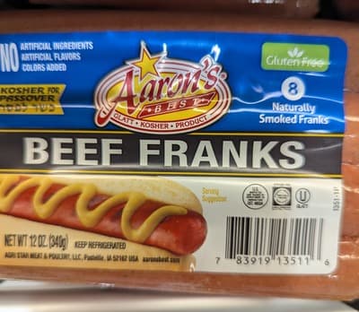 AARONS BEEF FRANKS 340G