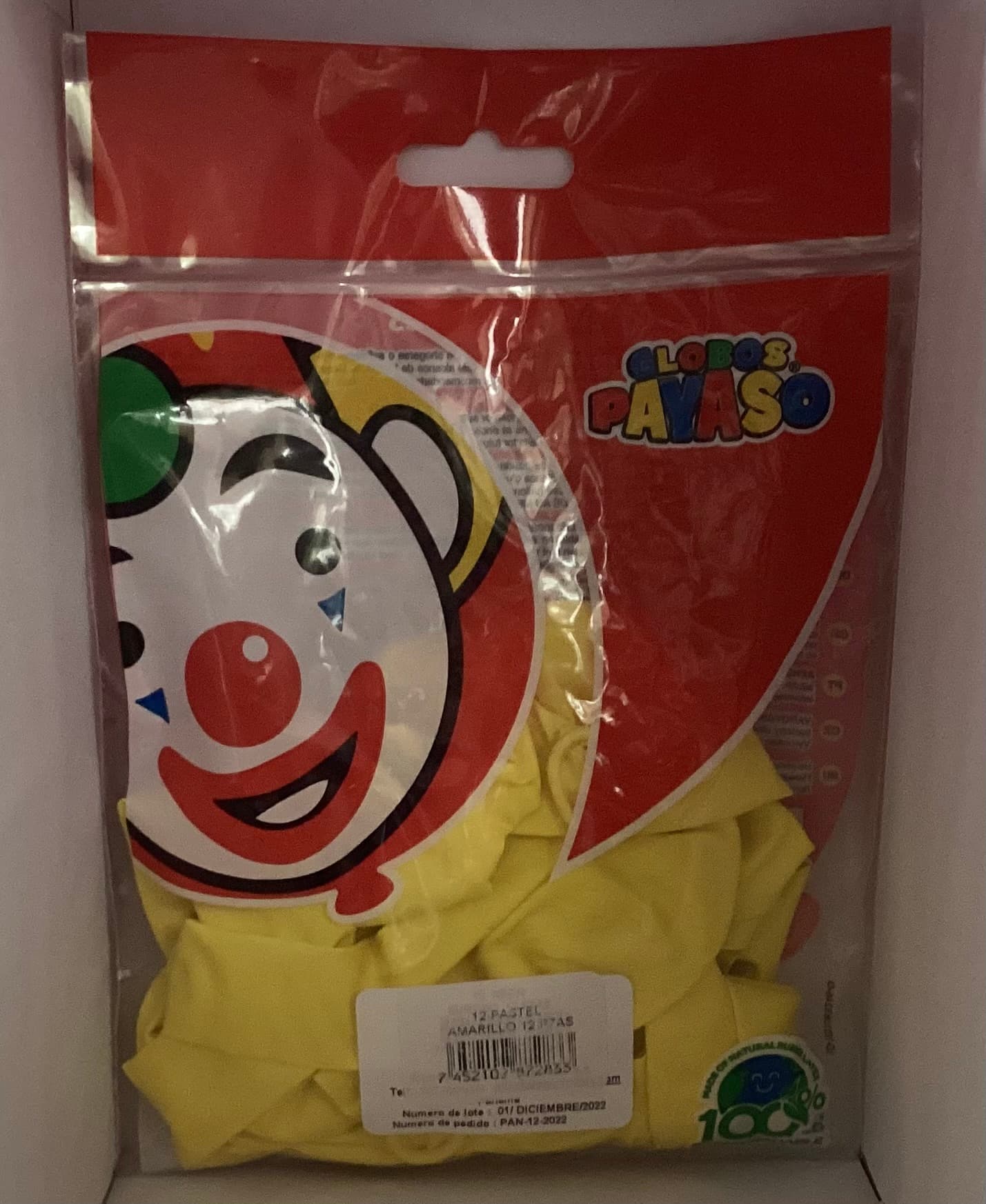 GLOBOS PAYASO AMARILLOS 12PZ