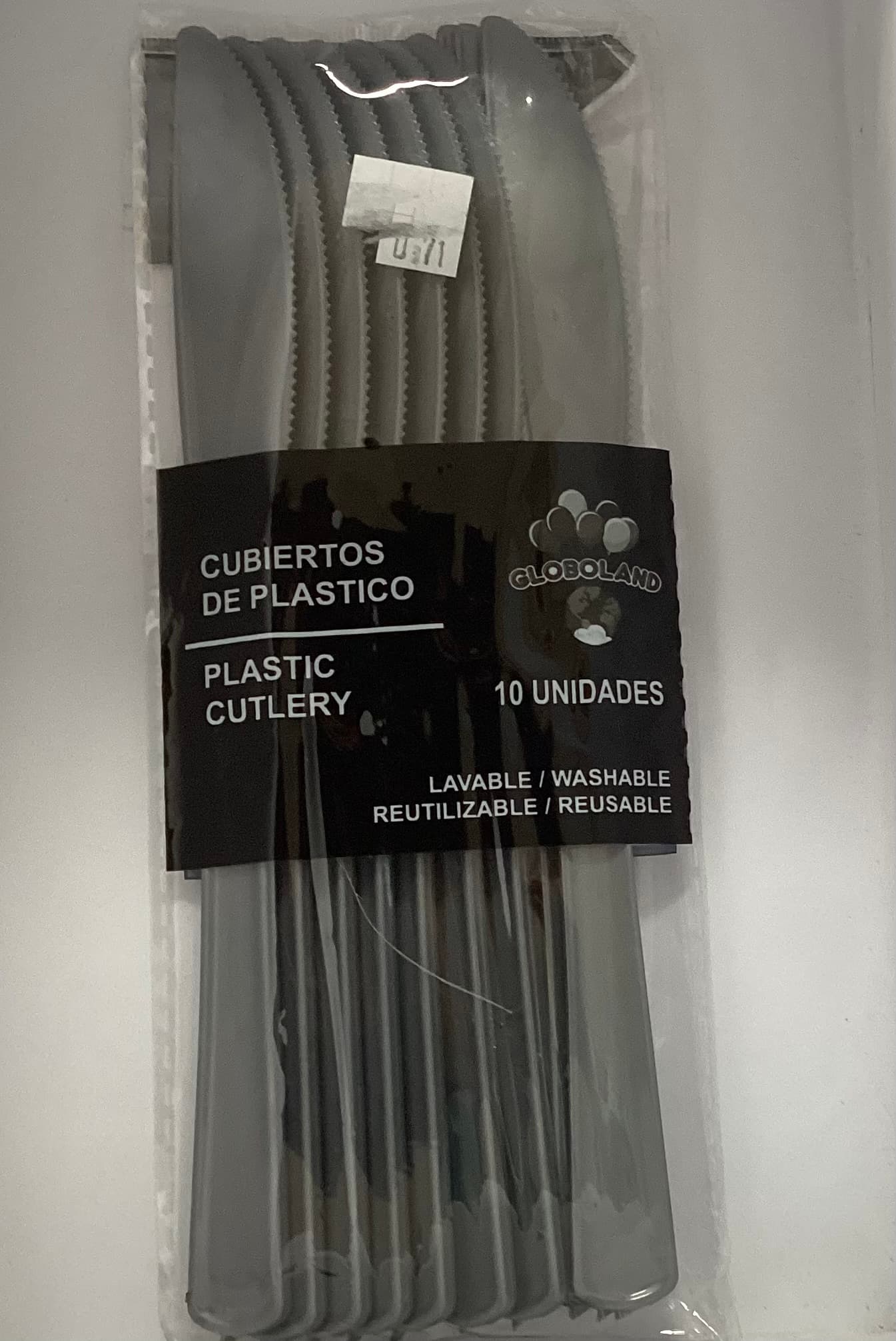 GLOBOLAND CUCHILLOLS DE PLASTICO PLATEADO 10U