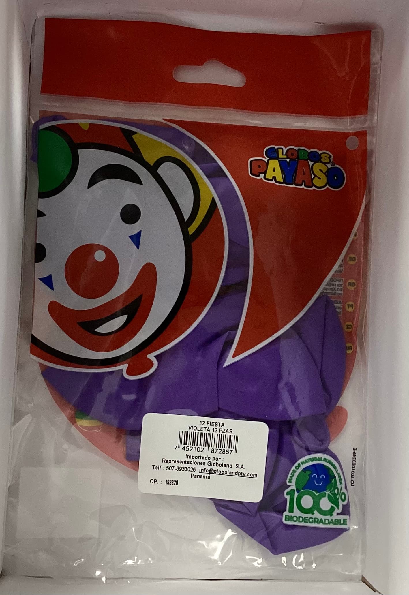 GLOBOS PAYASO MORADO 12PZ