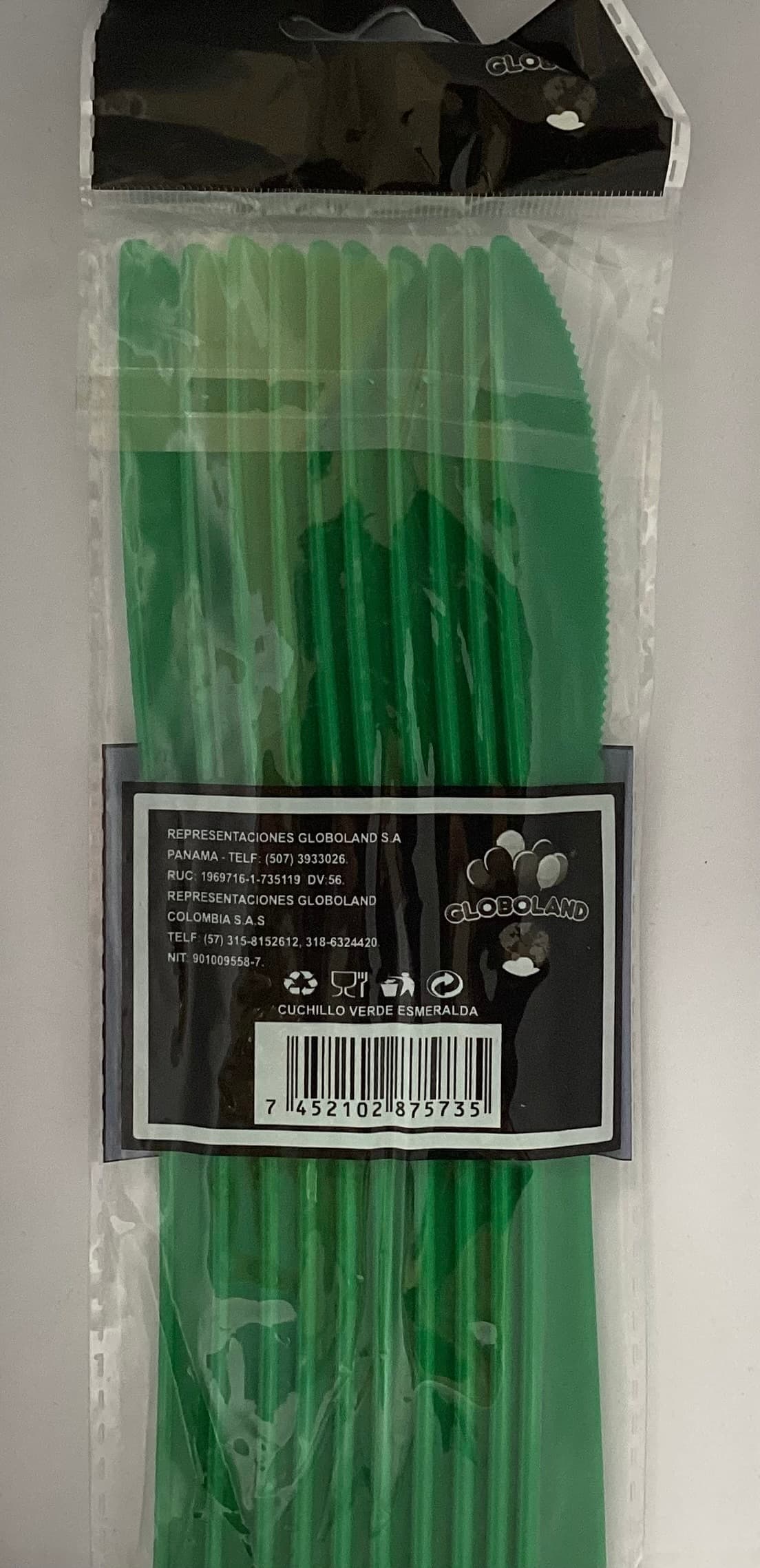 GLOBOLAND CUCHILLOS DE PLASTICO VERDE 10U