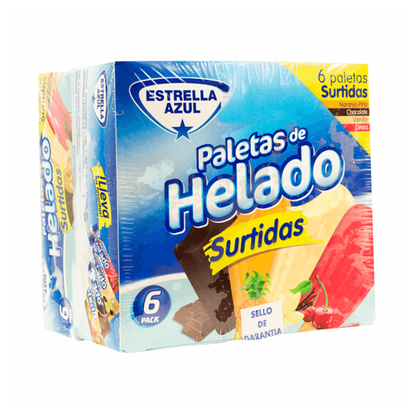 ESTRELLA AZUL SIX PACK DE PALETAS SURTIDAS