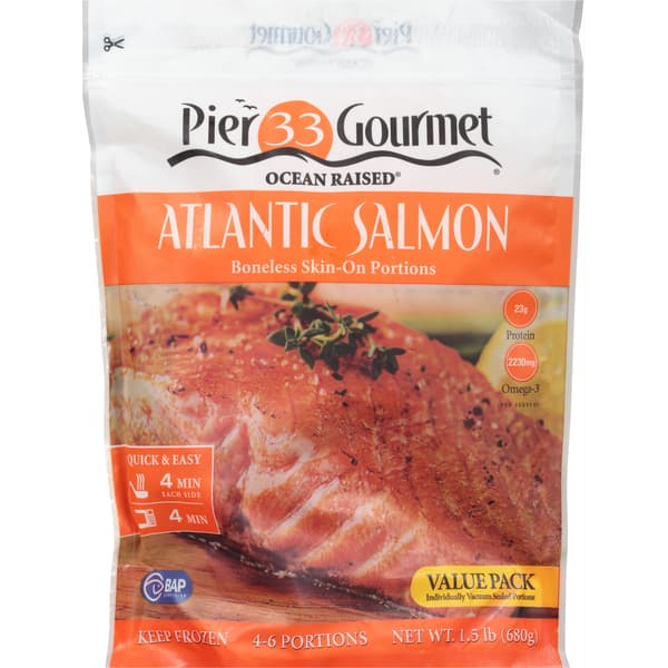 PIER 33 GOURMET SALMON SIN ESPINAS CON PIEL CONGELADO 1.5 LB