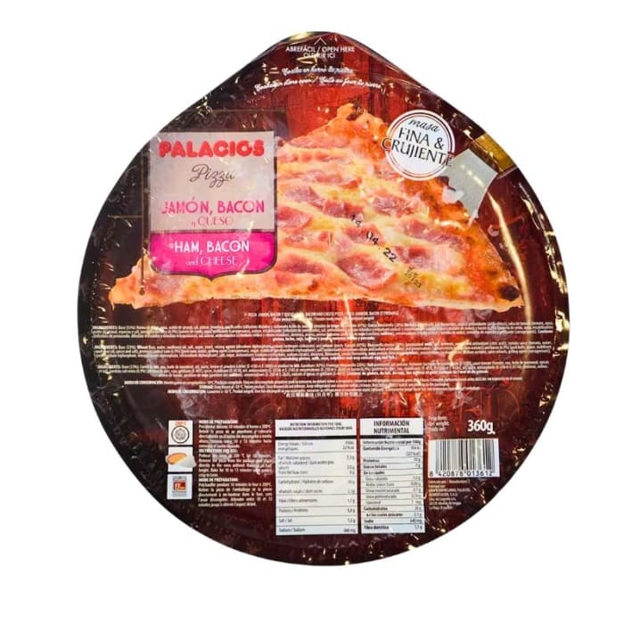 PALACIOS PIZZA JAMON BACON Y QUESO 360gr