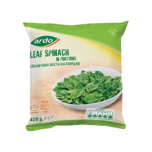 ARDO ESPINACA HOJA PORCIONES 400 GR