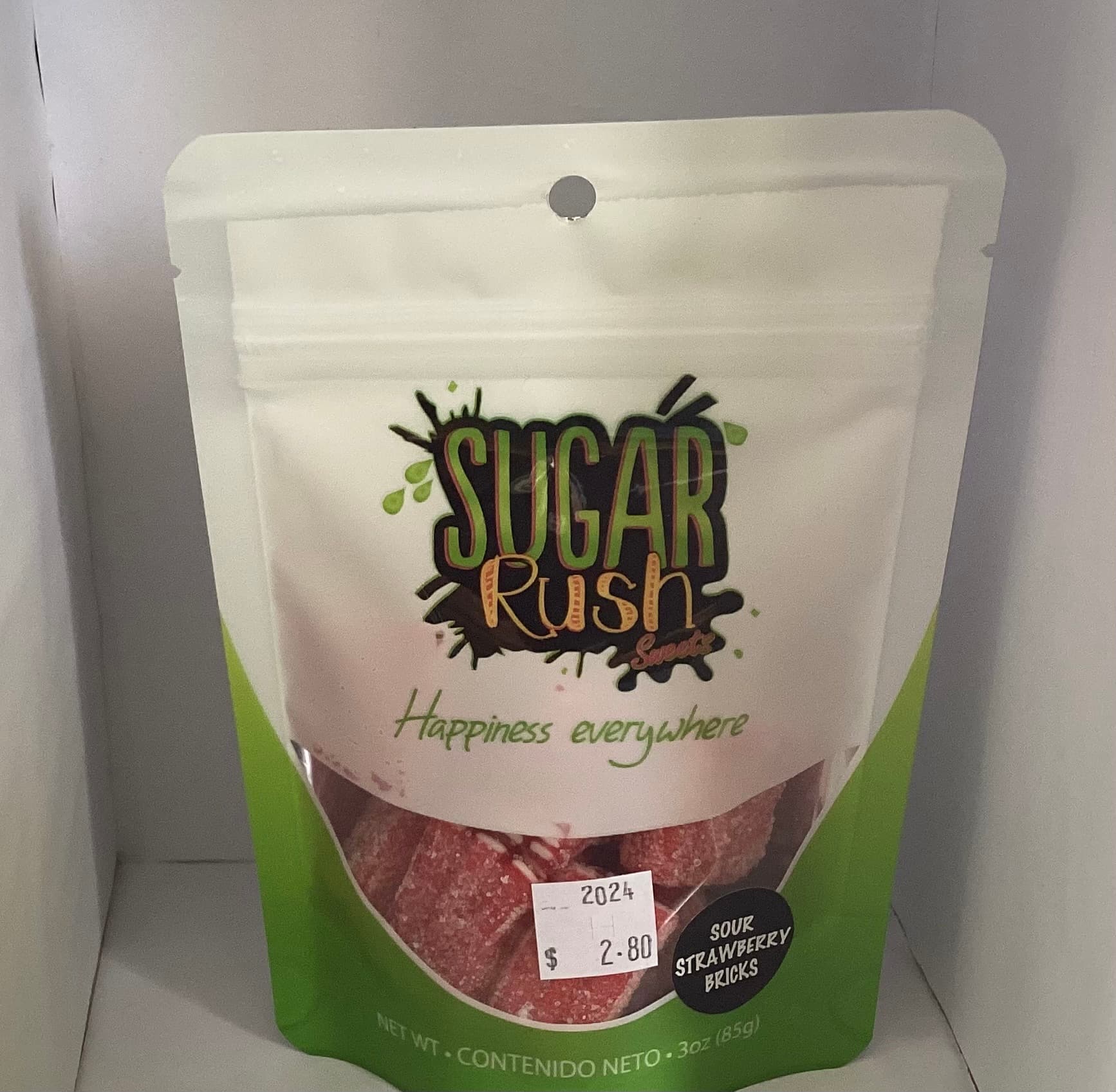 SUGAR RUSH SOUR STRAWBERRY BRICKS 3OZ