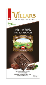 VILLARS CHOCOLATE NOIR CON STEVIA 70%