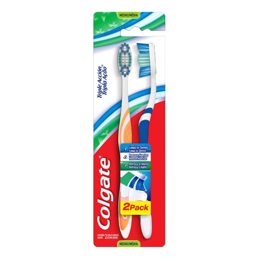 COLGATE CEPILLO TRIPPLE ACCION MEDIA 2pk