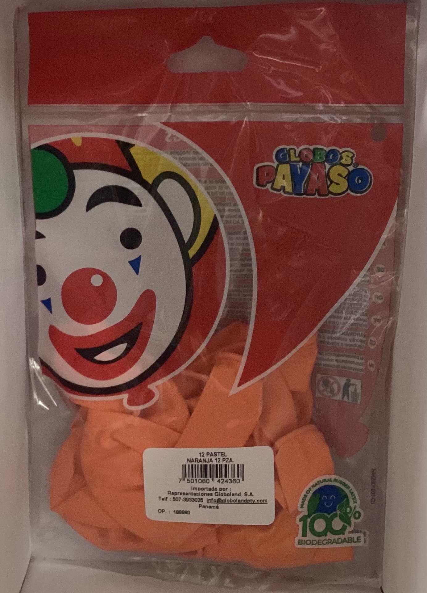 GLOBOS PAYASO NARANJAS 12PZ
