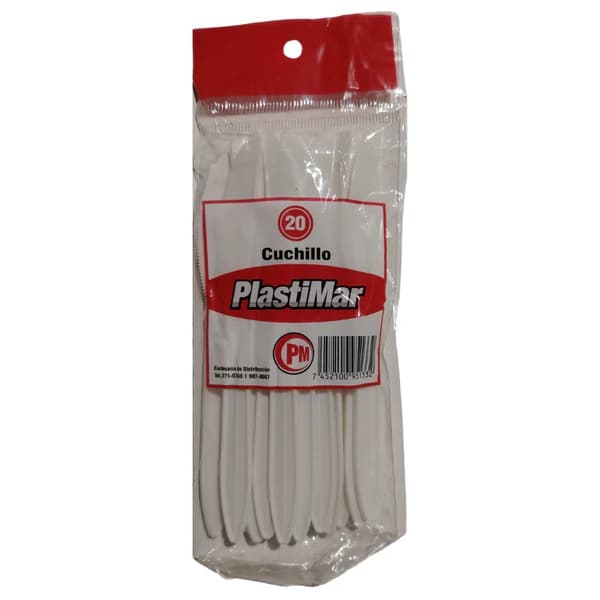 PLASTIMAR CUCHILLOS DE PLASTICO BLANCOS 20U